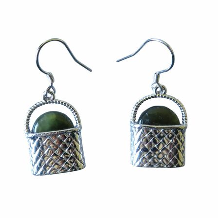 Sterling Silver Kete with NZ Greenstone Earrings