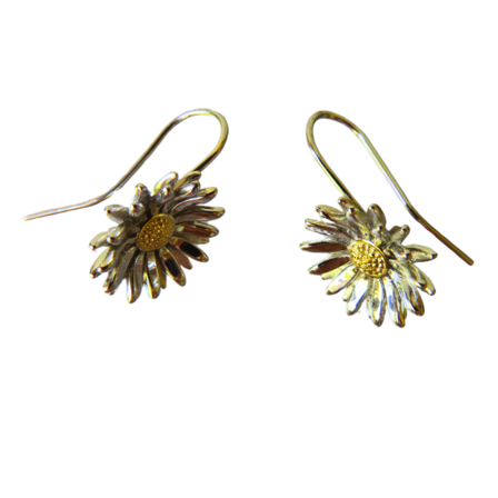Mountain Daisy Solid Sterling Silver drop earrings