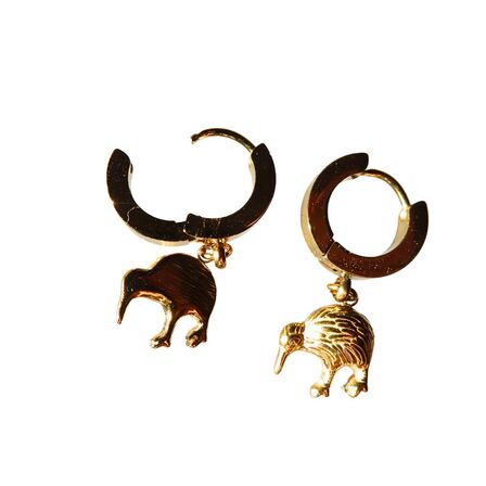 Kiwi Huggie earrings 18k Gold on stainless steel